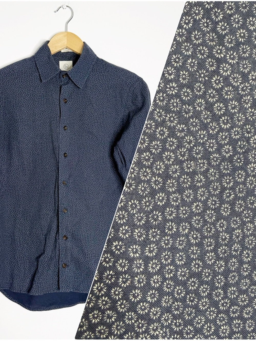 Taylor Stitch Men’s Blue Geometric Button Up Shirt Size Small 36 Cotton